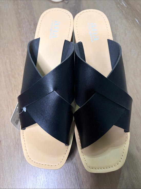 a.n.a Shoes - a.n.a Black Crisscross Slide Sandals